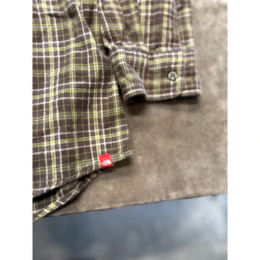 The North Face‎ Plaid Flannel Button Up Shirt Mens XXL Green Brown Long Sleeve